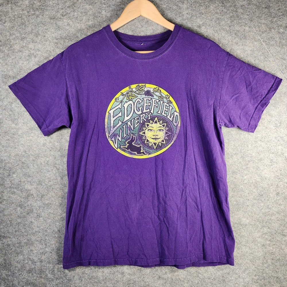 VTG McMenamins Edgefield‎ Winery Graphic T Shirt Purple Sun Rabbit 90s Women XL